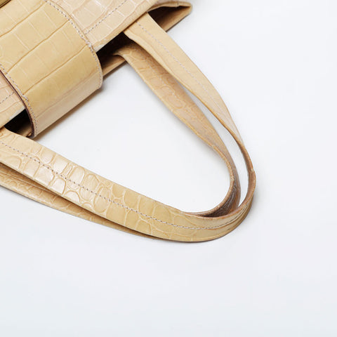 Salvatore Ferragamo Leather Vara Embossed Handbag yellow WS20950