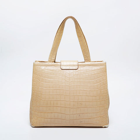 Salvatore Ferragamo Leather Vara Embossed Handbag yellow WS20950