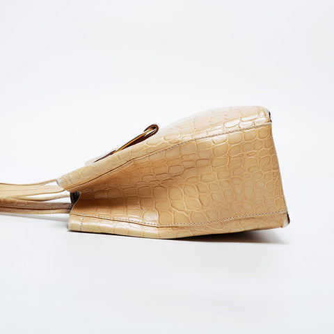 Salvatore Ferragamo Leather Vara Embossed Handbag yellow WS20950