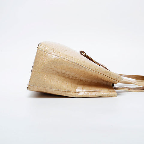 Salvatore Ferragamo Leather Vara Embossed Handbag yellow WS20950