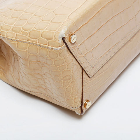 Salvatore Ferragamo Leather Vara Embossed Handbag yellow WS20950