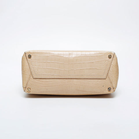 Salvatore Ferragamo Leather Vara Embossed Handbag yellow WS20950