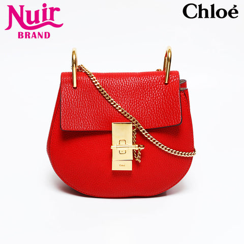 Chloe Drew Leather Shoulder Bag Red WS20952