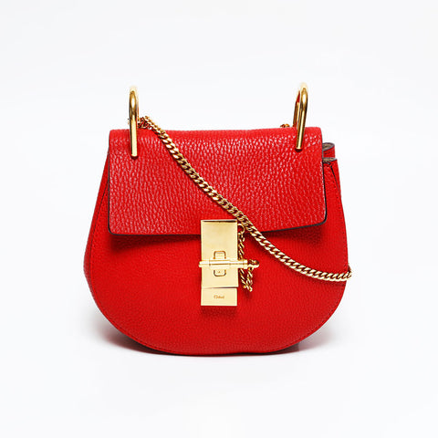 Chloe Drew Leather Shoulder Bag Red WS20952