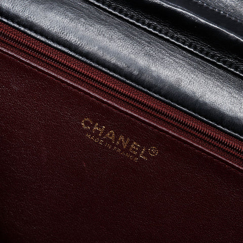 CHANEL No. 6 2000-2002 翻盖马特拉塞推锁手提包黑色 WS20954