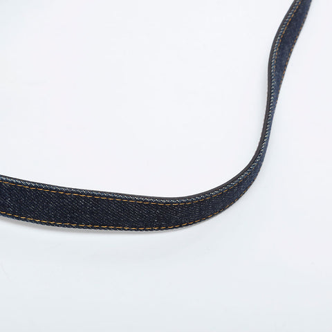 フェンディ FENDI デニムフラワー刺繍 マンマバケット ハンドバッグ ネイビー WS20957