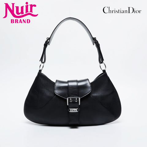 極美品 クリスチャンディオール Christian Dior ストリートシック レザー ショルダーバッグ ブラック WS20962