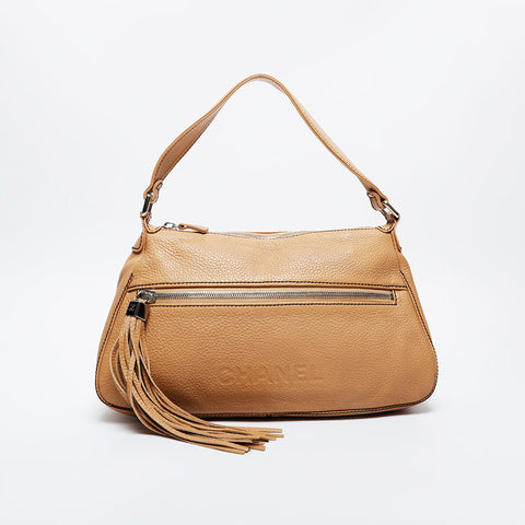 CHANEL No. 8 2003-2004 流苏皮革单肩包 米色 WS20963