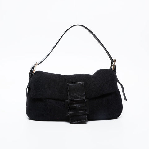フェンディ FENDI マンマバケット ニット ショルダーバッグ ブラック WS20966