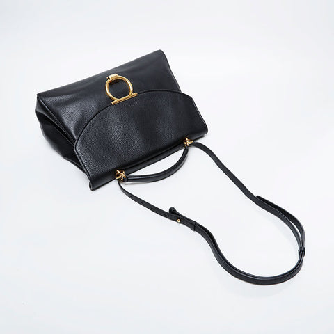 Salvatore Ferragamo Leather Gancini Shoulder Bag black WS20968