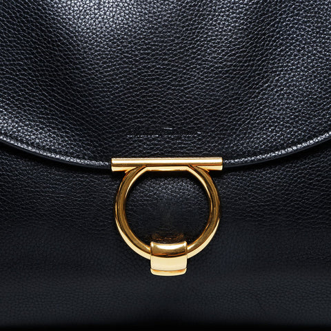 Salvatore Ferragamo Leather Gancini Shoulder Bag black WS20968