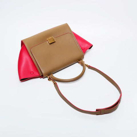 CELINE Pink Leather Trapeze Shoulder Bag beige WS20971