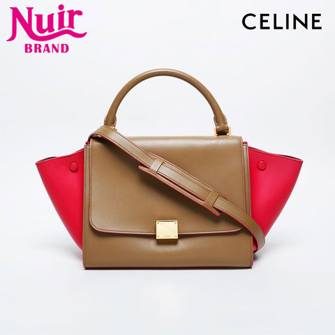 CELINE Pink Leather Trapeze Shoulder Bag beige WS20971