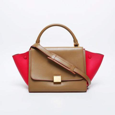 CELINE Pink Leather Trapeze Shoulder Bag beige WS20971