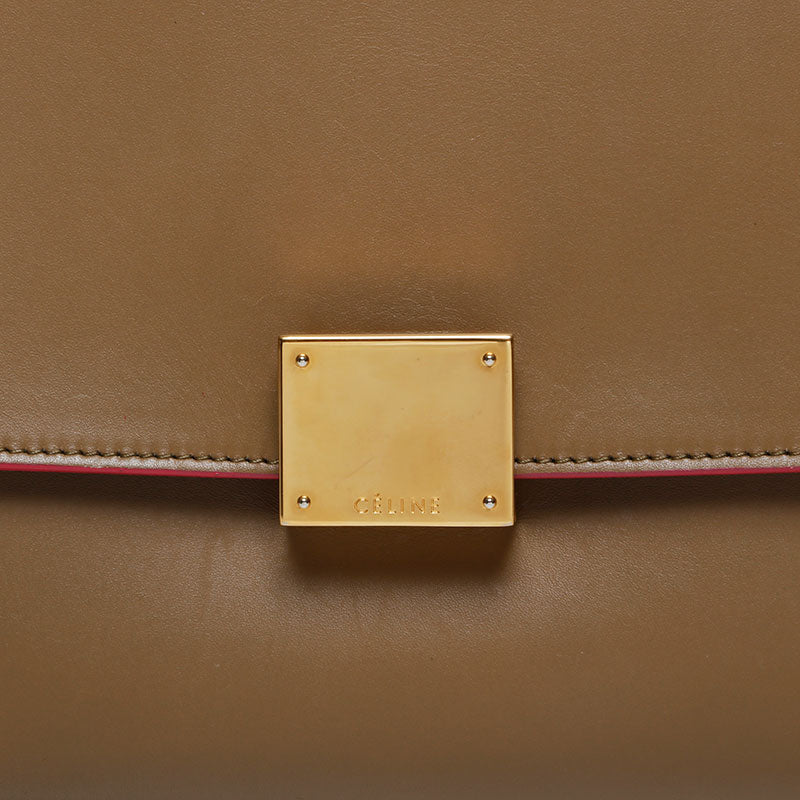 極美品 セリーヌ CELINE レザー ピンク トラペーズ ショルダーバッグ