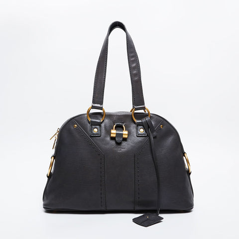 YVES SAINT LAURENT Leather Muse Shoulder Bag gray WS20973