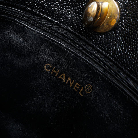 CHANEL 鱼子酱链条手提包单肩包黑色 WS20977