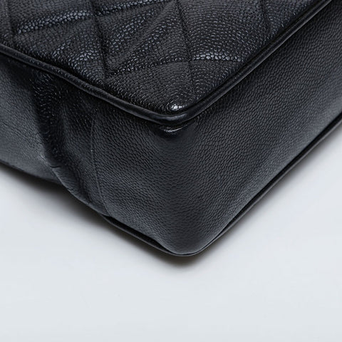 CHANEL Caviar Chain Tote Shoulder Bag black WS20977