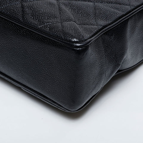 CHANEL Caviar Chain Tote Shoulder Bag black WS20977