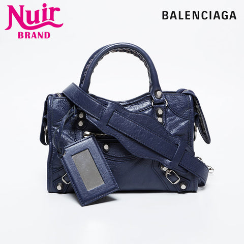 BALENCIAGA Nano City Mini Giant Shoulder Bag Navy WS20978