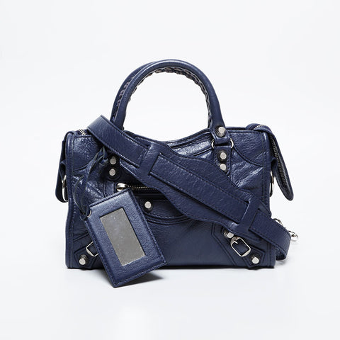 BALENCIAGA Nano City Mini Giant Shoulder Bag Navy WS20978