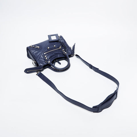 BALENCIAGA Nano City Mini Giant Shoulder Bag Navy WS20978