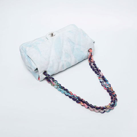 CHANEL 20 series 2014-2015 Canvas Matelasse Watercolor Shoulder Bag blue WS20979
