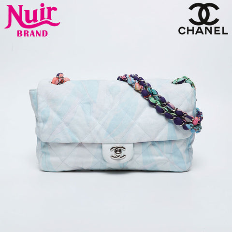 CHANEL 20 series 2014-2015 Canvas Matelasse Watercolor Shoulder Bag blue WS20979