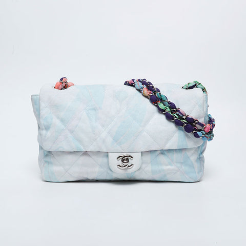 CHANEL 20 series 2014-2015 Canvas Matelasse Watercolor Shoulder Bag blue WS20979