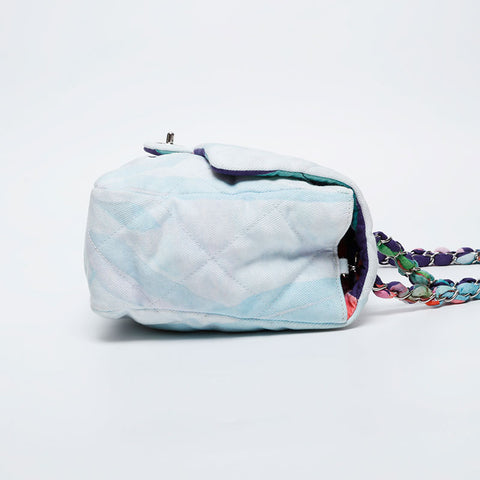 CHANEL 20 series 2014-2015 Canvas Matelasse Watercolor Shoulder Bag blue WS20979