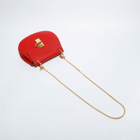 Chloe Leather Chain Drew Shoulder Bag Red WS20981