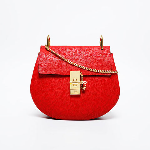 Chloe Leather Chain Drew Shoulder Bag Red WS20981