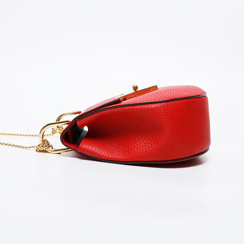 Chloe Leather Chain Drew Shoulder Bag Red WS20981
