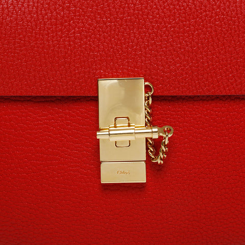 Chloe Leather Chain Drew Shoulder Bag Red WS20981
