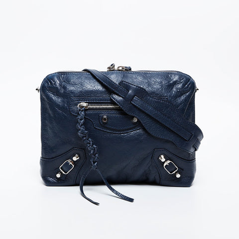 BALENCIAGA leather Shoulder Bag Navy WS20982
