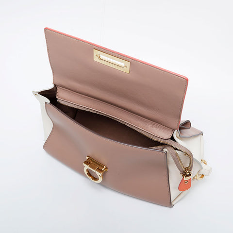 Salvatore Ferragamo Leather Gancini Shoulder Bag beige WS20984