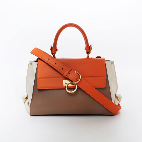 Salvatore Ferragamo Leather Gancini Shoulder Bag beige WS20984