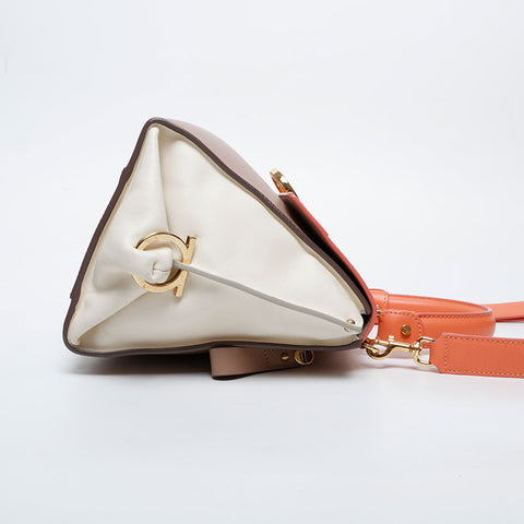 Salvatore Ferragamo Leather Gancini Shoulder Bag beige WS20984