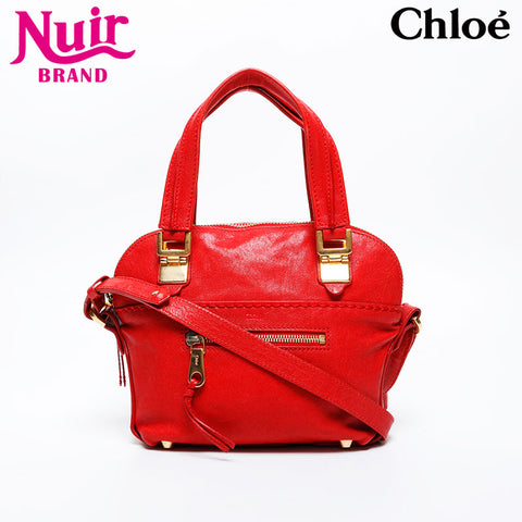 Chloe Leather 2way Angie Handbag Red WS20985