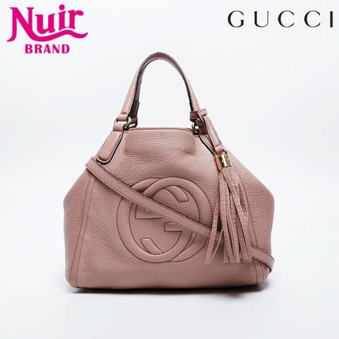 GUCCI Leather Soho Small 2way Shoulder Bag pink WS20989