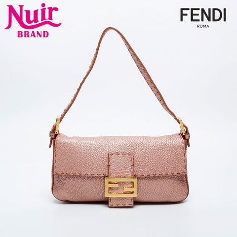 FENDI Leather Mamma Bucket Selleria Shoulder Bag black WS20993