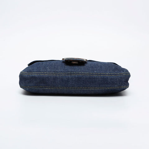 FENDI Denim Stitch Mamma Bucket Shoulder Bag Navy WS20996