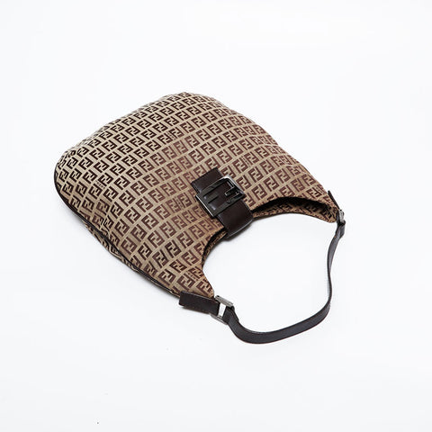 FENDI Zucchino Shoulder Bag Brown WS20997