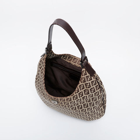 FENDI Zucchino Shoulder Bag Brown WS20997