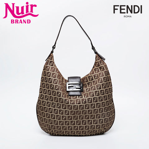 FENDI Zucchino Shoulder Bag Brown WS20997