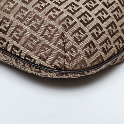 FENDI Zucchino Shoulder Bag Brown WS20997