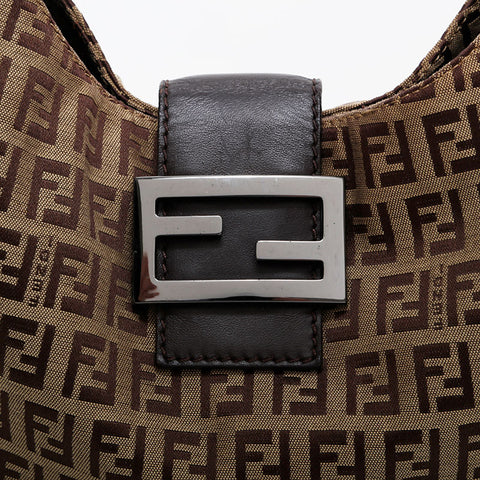 FENDI Zucchino Shoulder Bag Brown WS20997