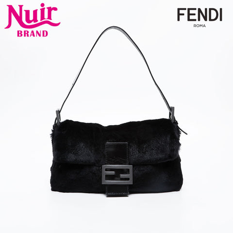 FENDI Fur Mamma Bucket Shoulder Bag black WS20998