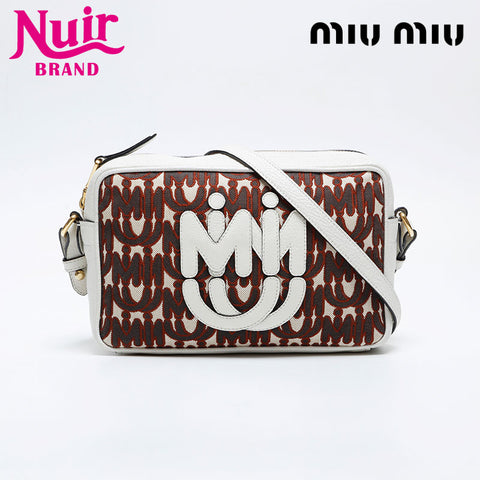 Miu Miu Logo Jacquard Camera Bag Shoulder Bag white WS21000