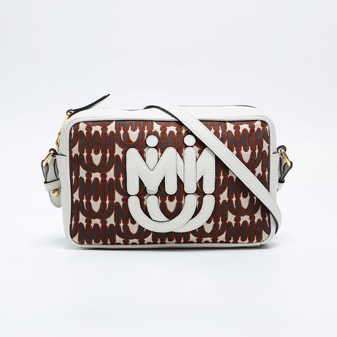 Miu Miu Logo Jacquard Camera Bag Shoulder Bag white WS21000